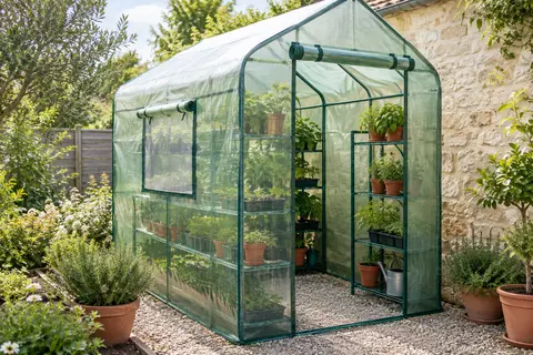 Serre de jardin Outsunny en bâche semi-transparente, avec portes zippées et étagères pour les plantes